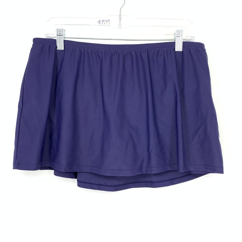 Island Escape Skirted Swimsuit Bottom Womens Size 16W Navy Blue